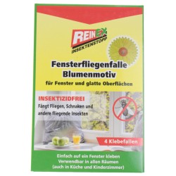 Mušu ķeršanas lipīgas papīra sloksnes REINEX ar puķes dizainu logiem un gludām virsmām (4 gab.)