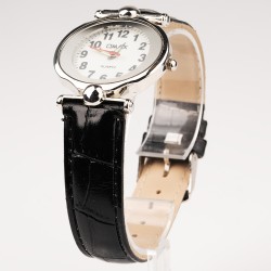 OMAX rokas pulkstenis sieviešu ovālā forma 3,3x3,6cm ar ādas siksnu