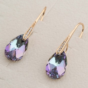 SWAROWSKI auskari apzeltīti (lāsīte)