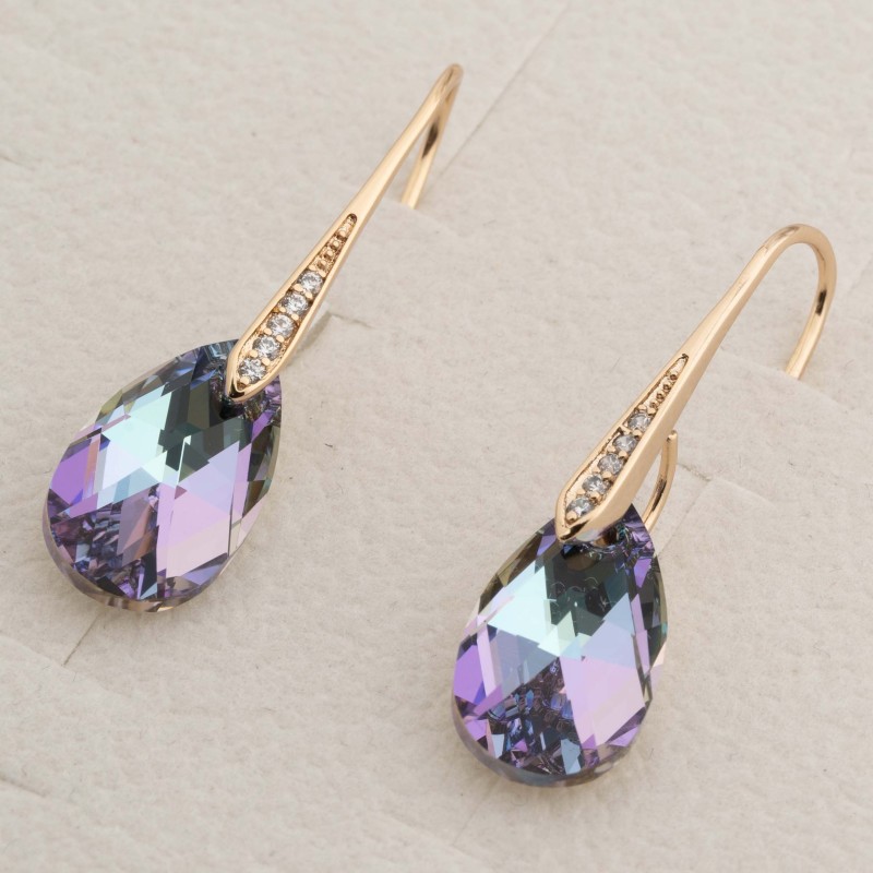 SWAROWSKI auskari apzeltīti (lāsīte)