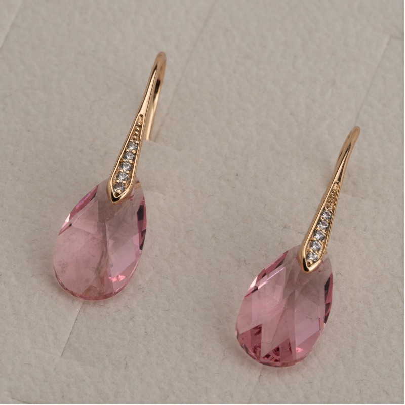 SWAROWSKI auskari apzeltīti (lāsīte)