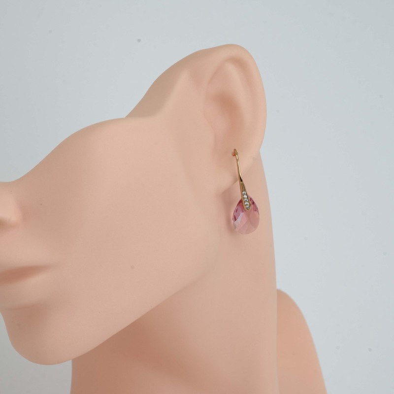 SWAROWSKI auskari apzeltīti (lāsīte)