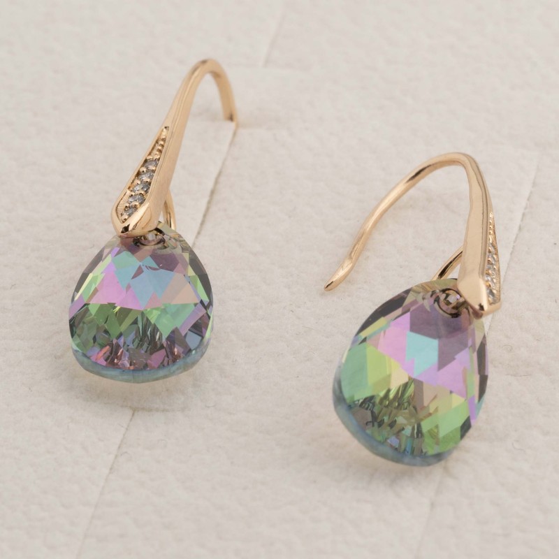 SWAROWSKI auskari apzeltīti (lāsīte)