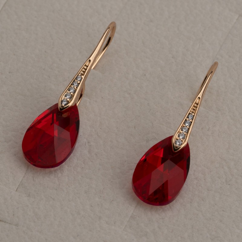 SWAROWSKI auskari apzeltīti (lāsīte)