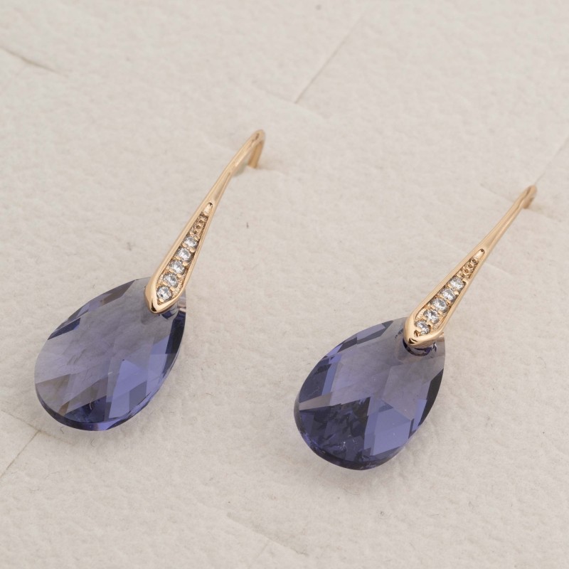 SWAROWSKI auskari apzeltīti (lāsīte)