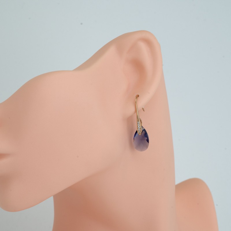 SWAROWSKI auskari apzeltīti (lāsīte)