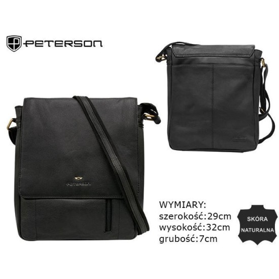 Vīriešu plecu soma PETERSON dabīgā āda Vīriešu plecu soma PETERSON dabīgā āda