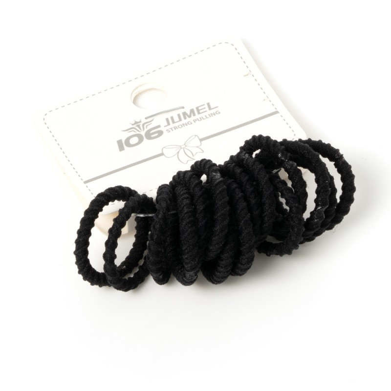 Matu gumiju komlekts (15gab.) Ø1.5cm melnas Jumel