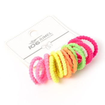 Matu gumiju komlekts (15gab.) Ø1.5cm neona krāsas Jumel