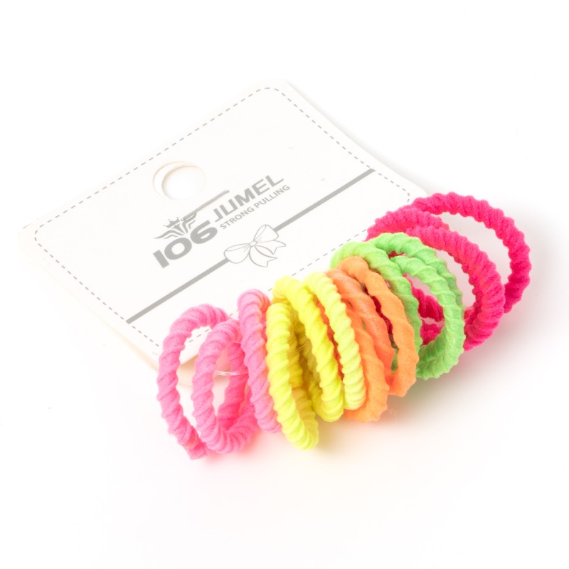 Matu gumiju komlekts (15gab.) Ø1.5cm neona krāsas Jumel