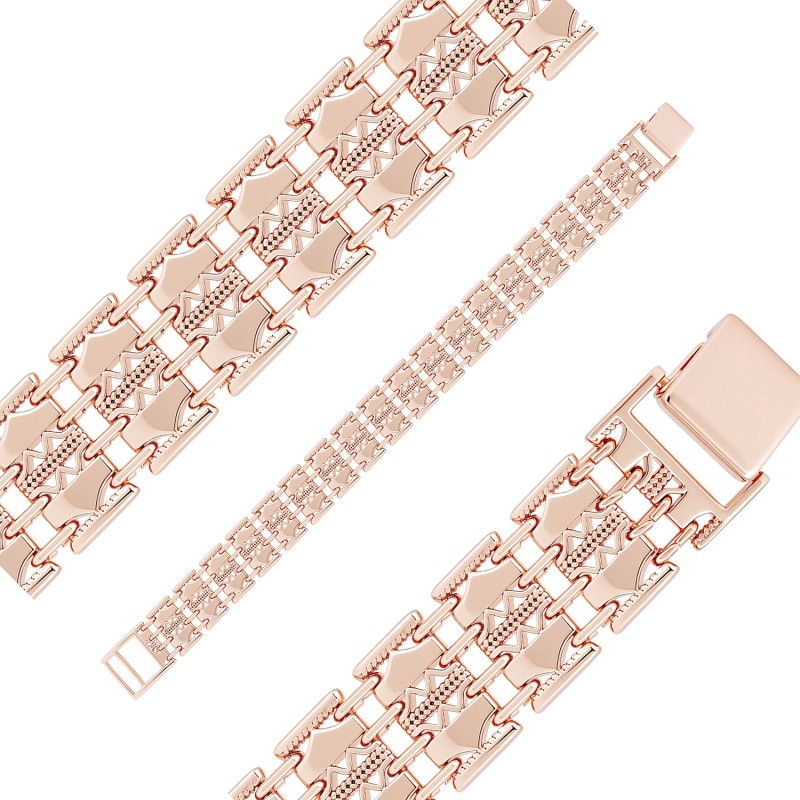 Apzeltīta rokassprādze Dubulto izsmalcinātu skavveidīgu (Double fancy bucket) posmu virkne