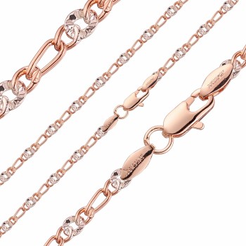 Apzeltīta rokassprādze Figaro posmu un riņķa ar saules staru Fancy grāvējumu virkne