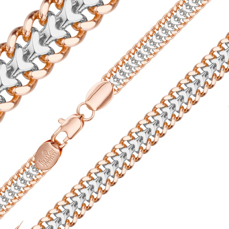 Apzeltīta rokassprādze Kubas divvirzienu dubulto posmu pinums