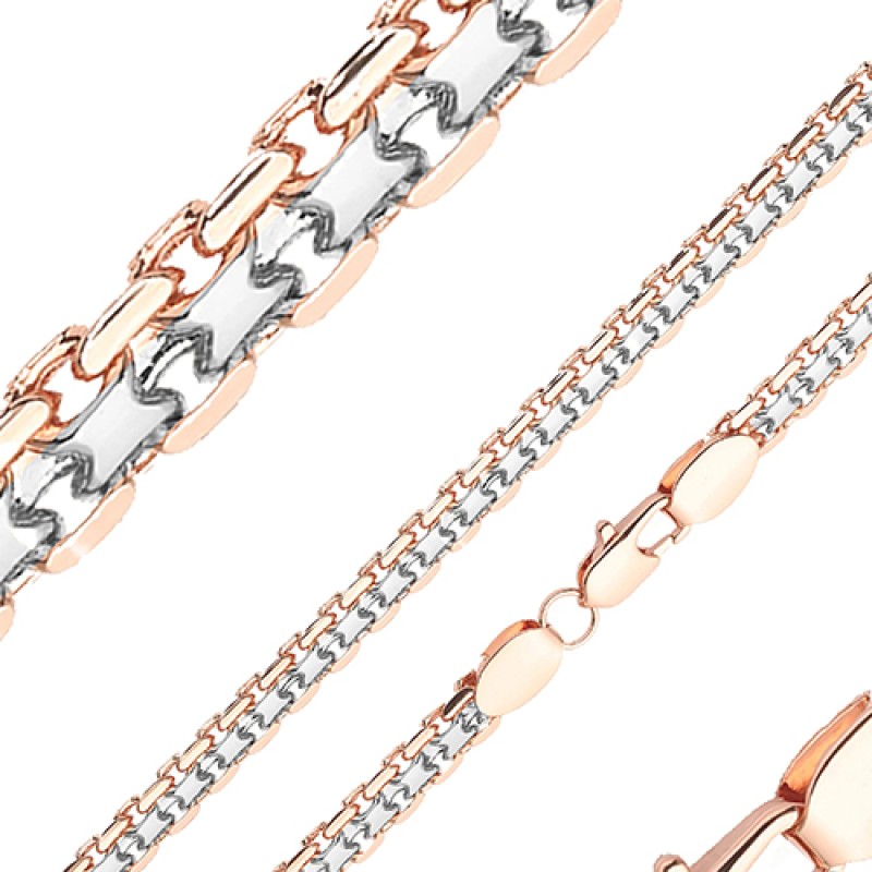 Apzeltītā ķēdīte Bismarks enkura aušanas dubulto posmu pinums