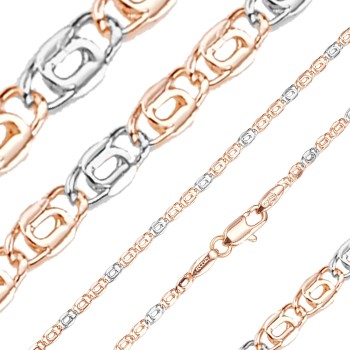 Apzeltītā ķēdīte Gliemežu atslēgas caurumiņu posmu ar noapaļotu sānu virkne