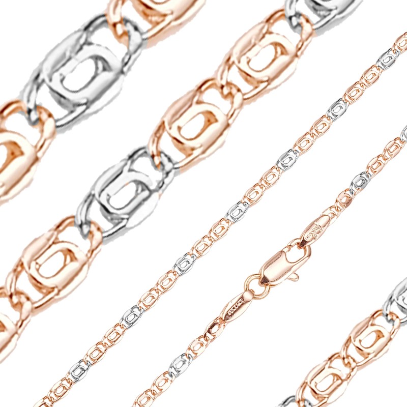 Apzeltītā ķēdīte Gliemežu atslēgas caurumiņu posmu ar noapaļotu sānu virkne