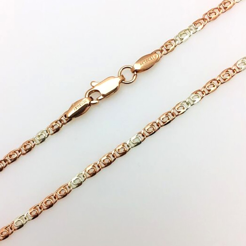 Apzeltītā ķēdīte Gliemežu atslēgas caurumiņu posmu ar noapaļotu sānu virkne