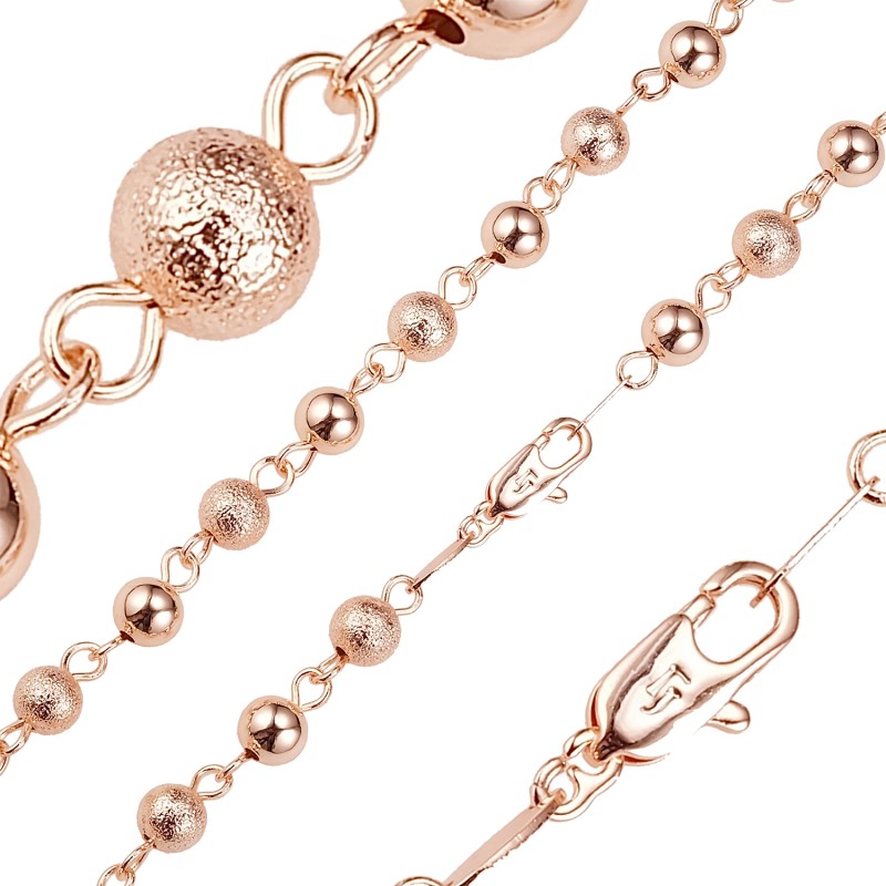 Apzeltīta rokassprādze Glancētu un matētu bumbiņu posmu virkne