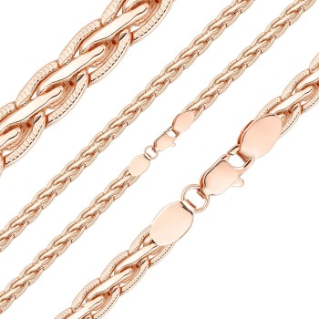 Apzeltītā ķēdīte Spiga kviešu vārpas vīto posmu ar grāvējumu pinums