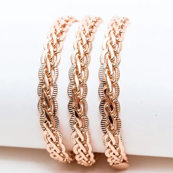 Apzeltītā ķēdīte Spiga kviešu vārpas vīto posmu ar grāvējumu pinums