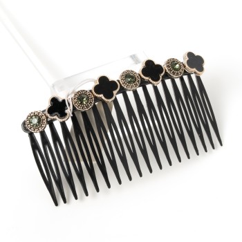 Matu sprādze-ķemme ar rotu (āboliņa lapa)