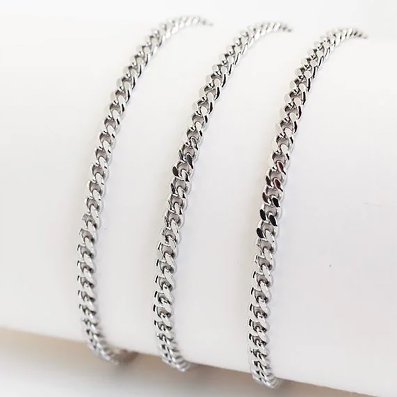 Ķēdīte ar rodija pārklājumu Klasisks Maiami stila pinums