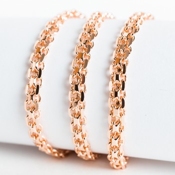 Apzeltītā ķēdīte Bismarks enkura aušanas dubulto posmu pinums