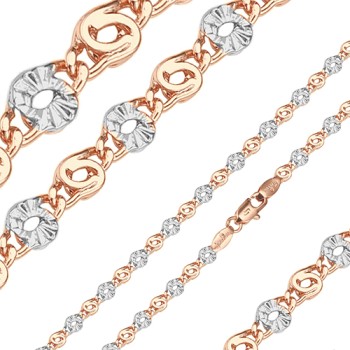 Apzeltītā ķēdīte Gliemeža atslēgas caurumu ar kaltu zvaigžņu gravējumu un bez tā posmu virkne