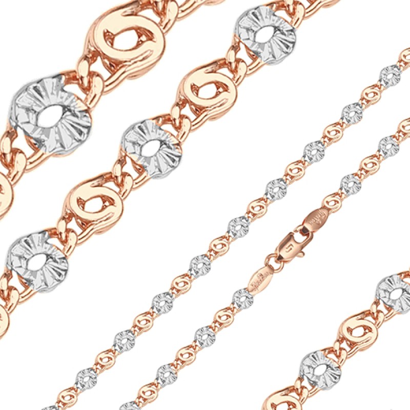 Apzeltītā ķēdīte Gliemeža atslēgas caurumu ar kaltu zvaigžņu gravējumu un bez tā posmu virkne