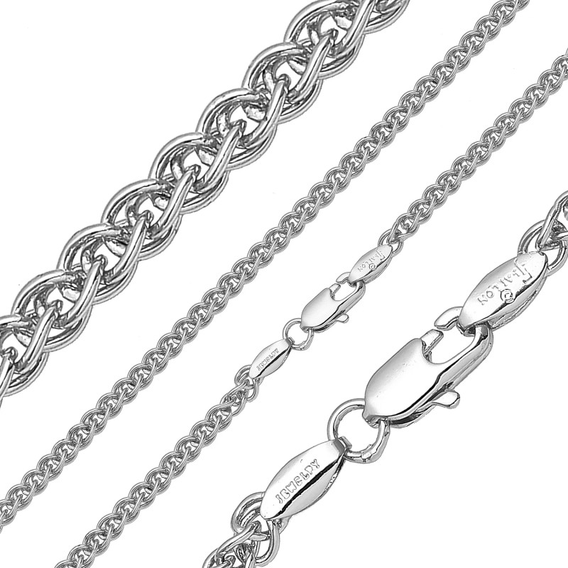 Ķēdīte ar rodija pārklājumu Spiga kviešu ķēdes pinums