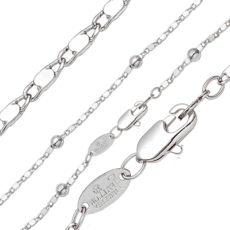 Ķēdīte ar rodija pārklājumu Bumbiņu un gliemežvāka posmu virkne