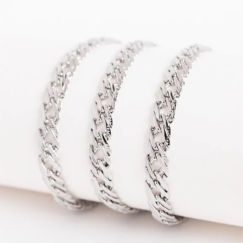 Ķēdīte ar rodija pārklājumu Rombo austu stiepļu ar dubultrievām posmu pinums