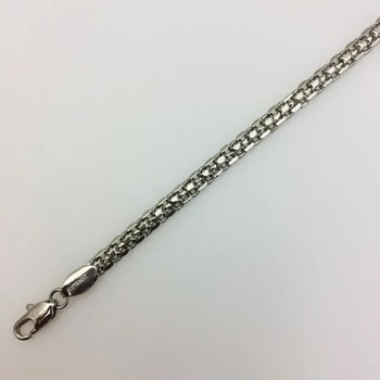 Ķēdīte ar rodija pārklājumu Bismarks enkura aušanas dubulto posmu pinums