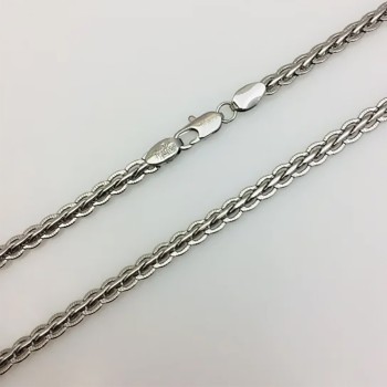 Ķēdīte ar rodija pārklājumu Spiga kviešu vārpas vīto posmu ar grāvējumu pinums