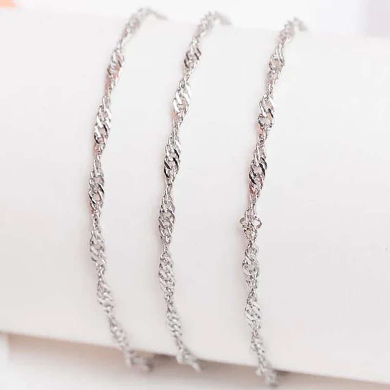 Ķēdīte ar rodija pārklājumu Singapūras klasisks vienkāršo posmu pinums