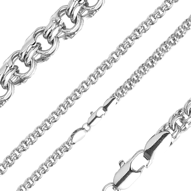 Rokassprādze ar rodija pārklājumu Bismarks pinums dubultais rolo