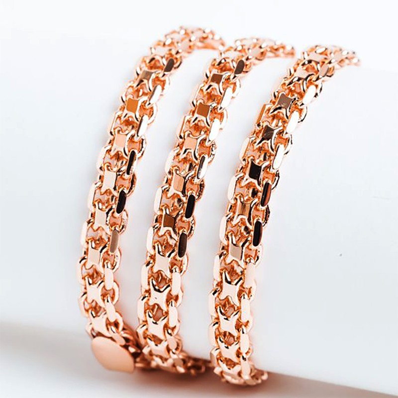 Apzeltītā ķēdīte Bismarks enkura aušanas dubulto posmu pinums