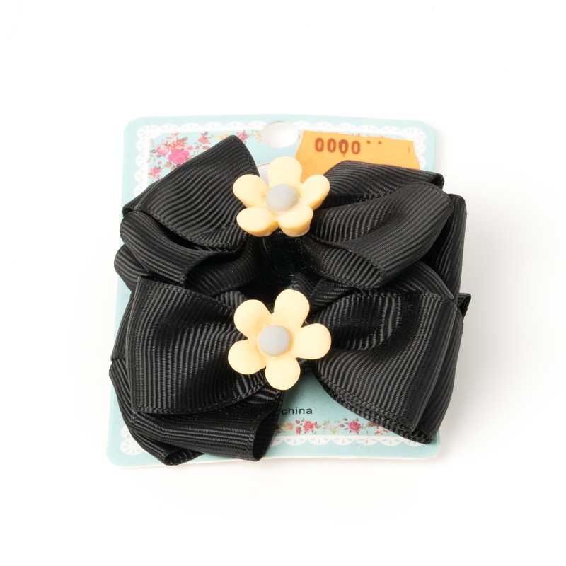 Matu sprādzes-knābis bantes forma ar puķes aplikāciju (2gab.)