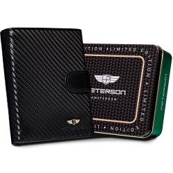 Vīriešu ādas naudas maks Peterson metāla kastītē