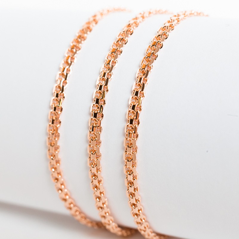 Apzeltītā ķēdīte Bismarks enkura aušanas dubulto posmu pinums