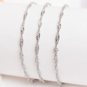 Ķēdīte ar rodija pārklājumu Singapūras klasisks vienkāršo posmu pinums