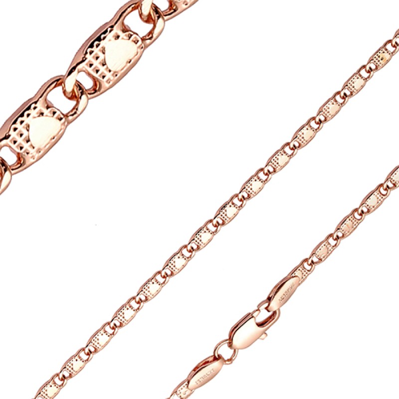 Apzeltītā ķēdīte Cietā gliemeža posmu ar sirds dekoru un izkaltiem punktiem virkne