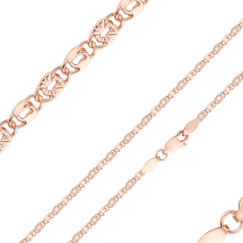 Apzeltītā ķēdīte Gliemežu atslēgas caurumiņu un staru gravējuma posmu virkne