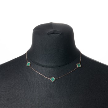 Kaklarota apzeltīta Virkne ar laimīgā āboliņa lapas formas posmiņiem