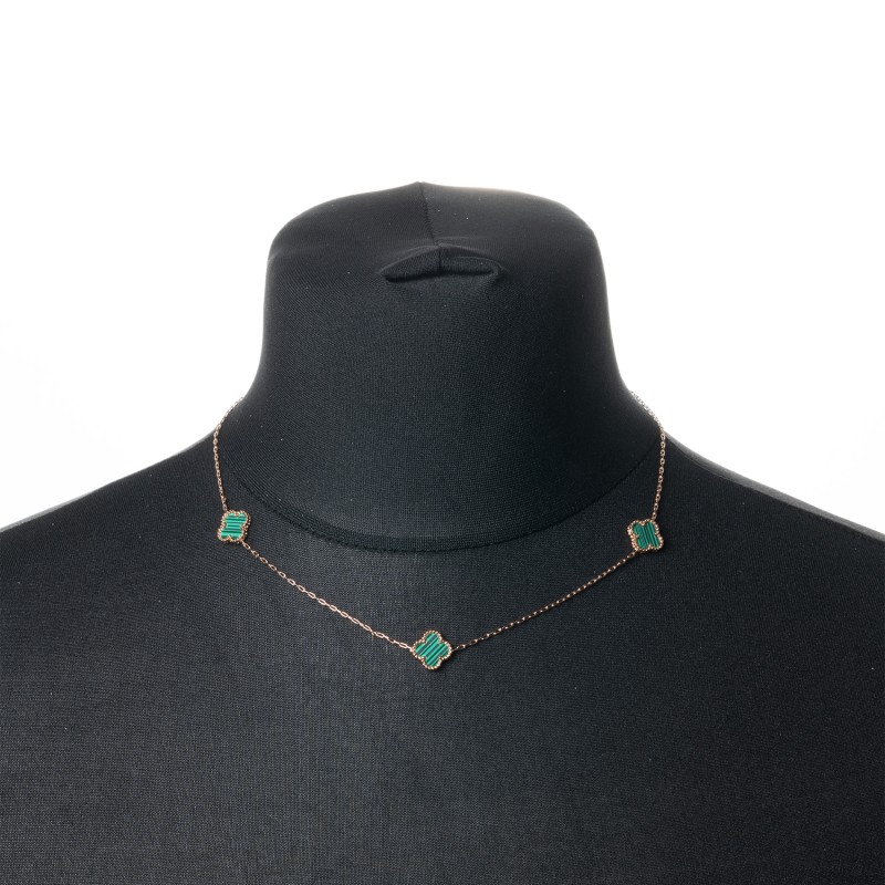 Kaklarota apzeltīta Virkne ar laimīgā āboliņa lapas formas posmiņiem