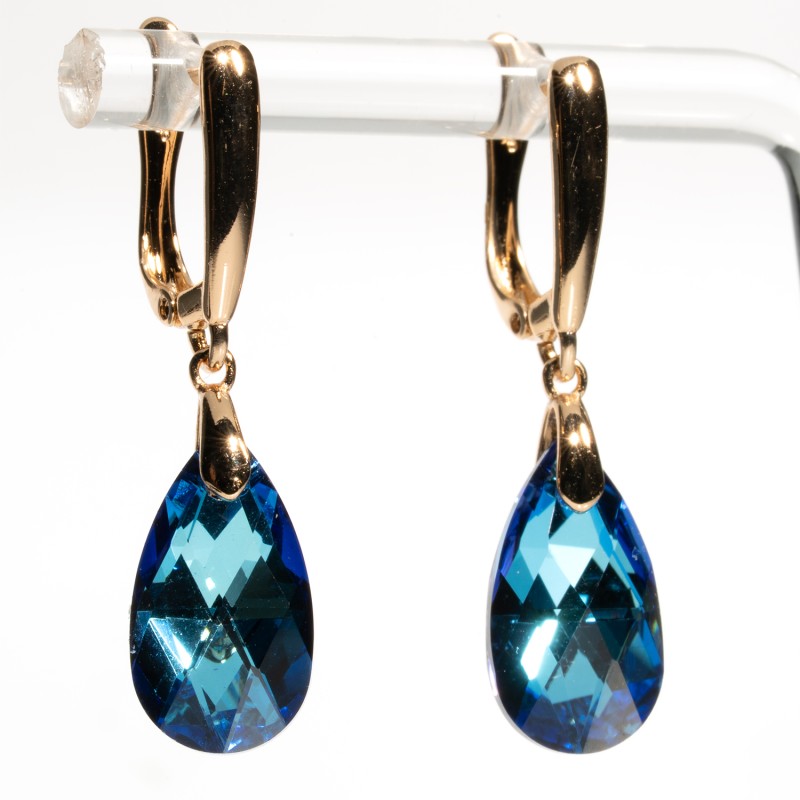 SWAROWSKI auskari apzeltīti (lāsīte)