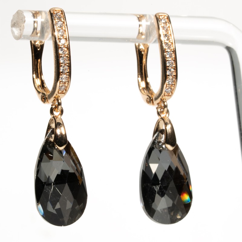 SWAROWSKI auskari apzeltīti (lāsīte)