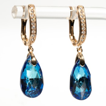 SWAROWSKI auskari apzeltīti (lāsīte)