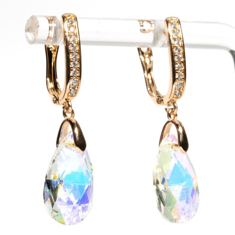 SWAROWSKI auskari apzeltīti (lāsīte)