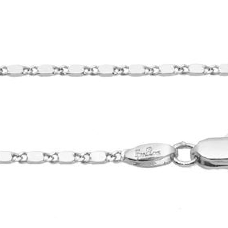 Ķēdīte ar rodija pārklājumu Plakanu smalku pulētu gliemežvāku posmu virkne